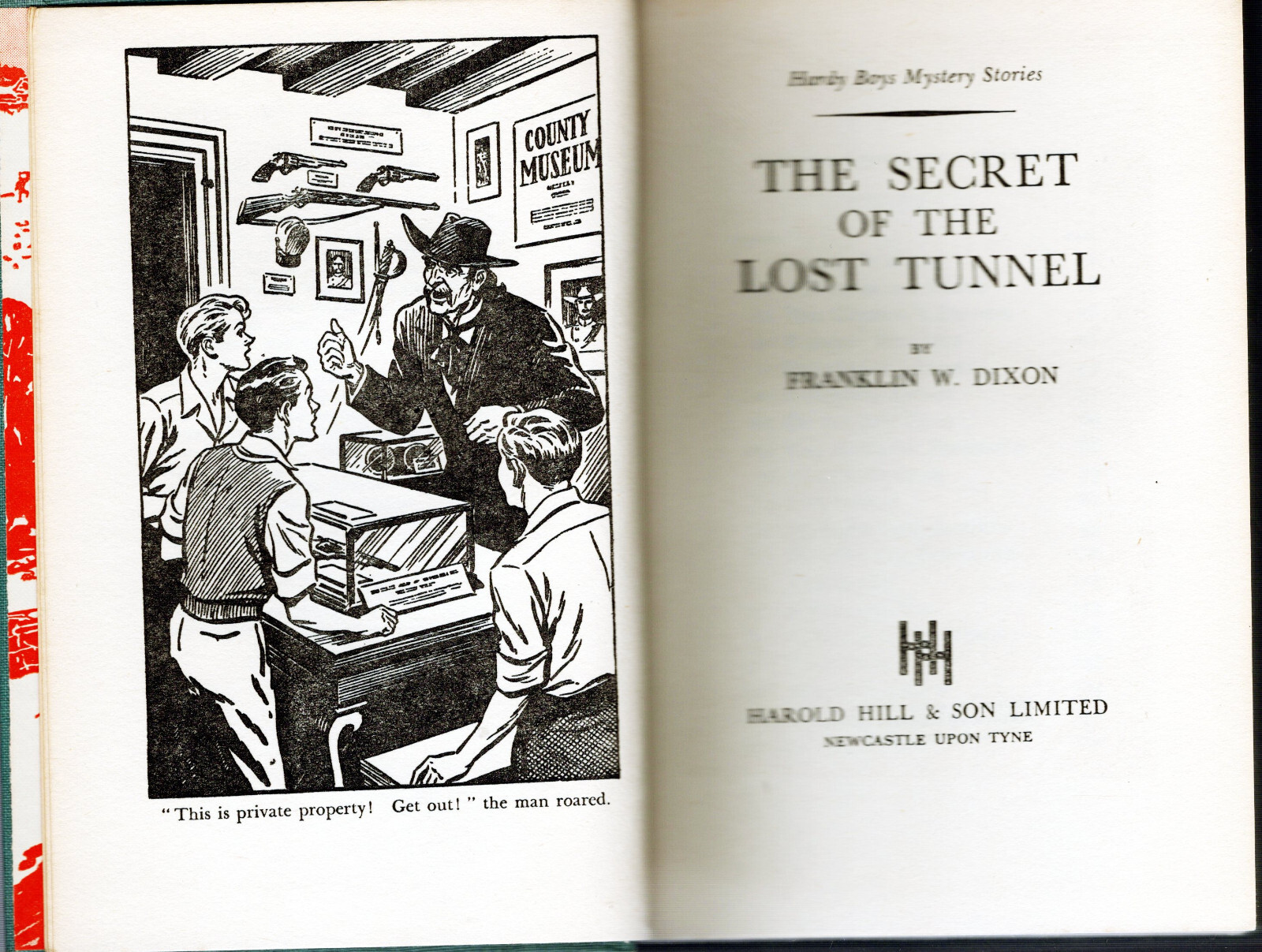 HARDY BOYS #29 THE SECRET OF THE LOST TUNNEL w/DJ NPC RARE UK HAROLD HILL 1950