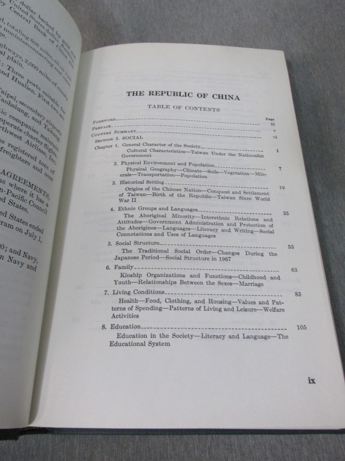 AREA HANDBOOK FOR REPUBLIC OF CHINA 1969 DA PAM 550-63 Hardback