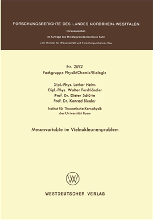 Mesonvariable im Vielnukleonenproblem (Paperback or Softback)