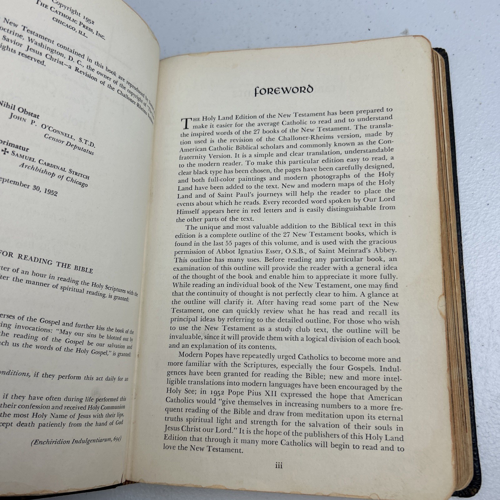 The New Testament Holy Land Edition 1952 Illustrated Catholic Press