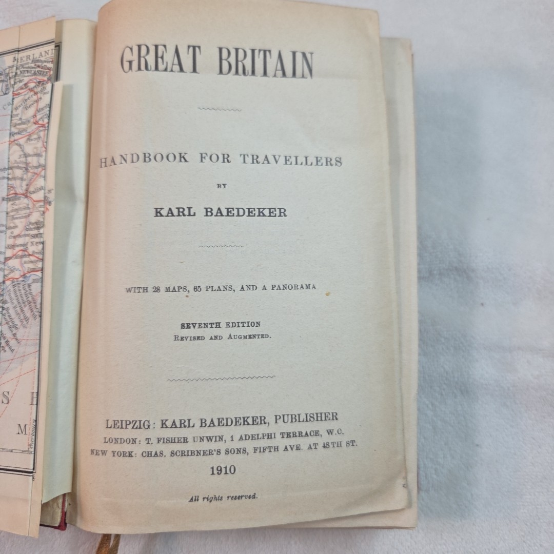 Great Britain Handbook for Travellers by Baedeker, Karl 1910 7th Ed w/ Maps Red