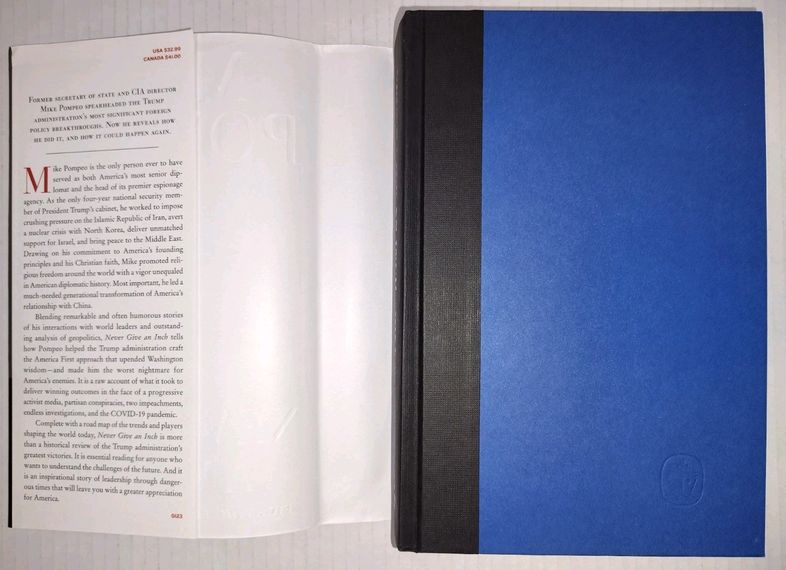 NEVER GIVE AN INCH by Mike Pompeo (2023, HC/DJ 1st Ed) * SIGNED * FREE SHIPPING