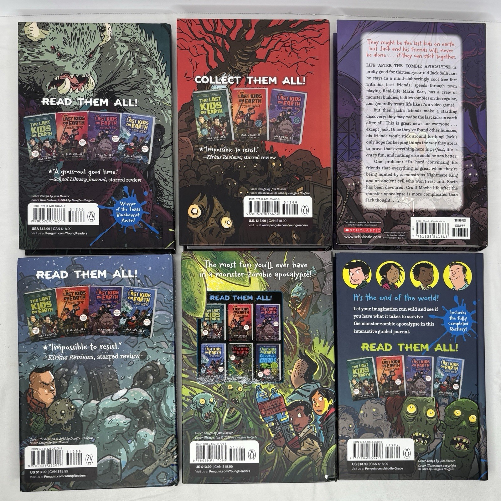 Set of 6 The Last Kids On Earth Series Books Brallier Hardcover 1-5 & Survival