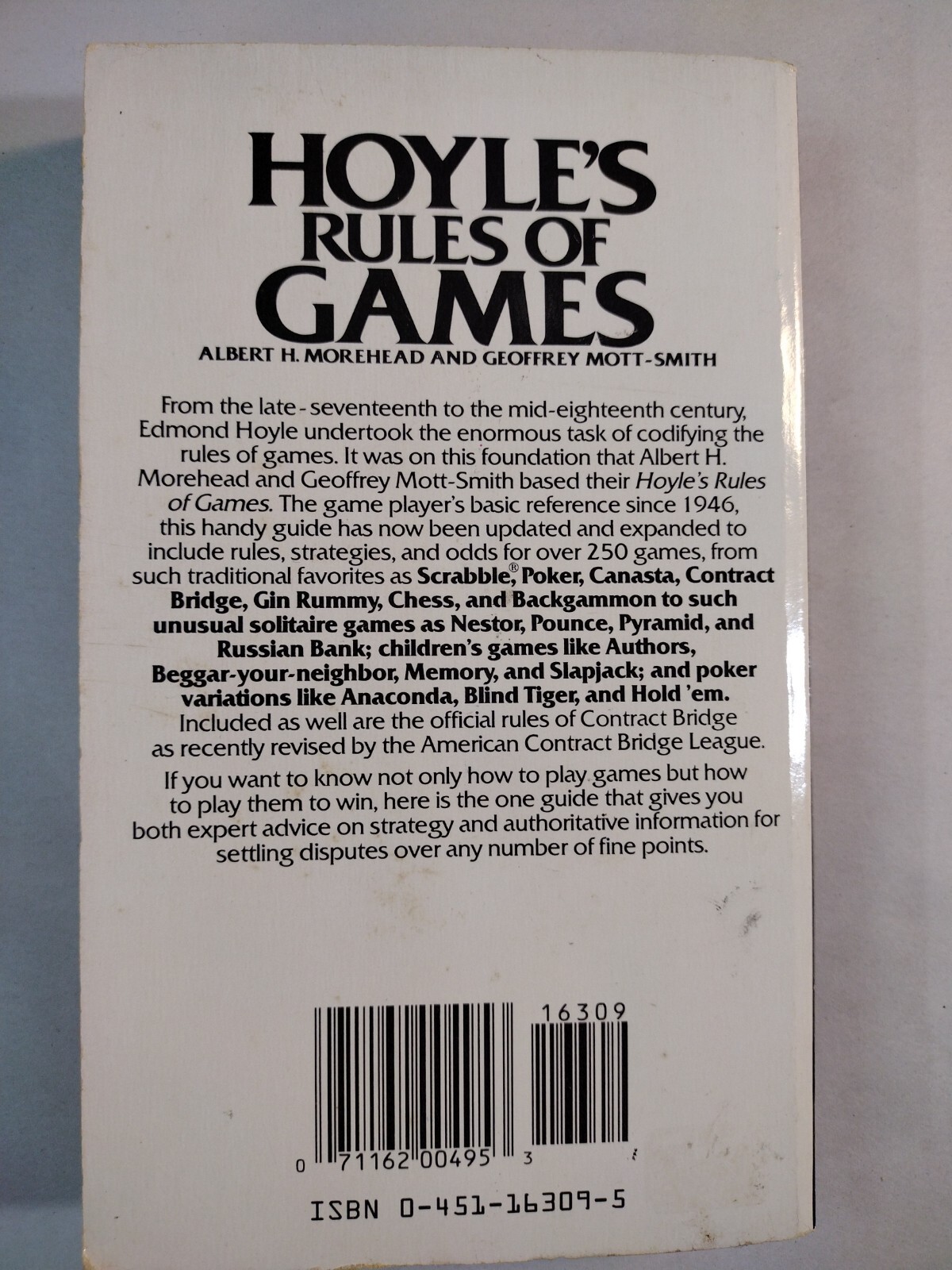 Hoyle’s Rules of Games by Geoffrey Mott-Smith and Albert H. Morehead (1946, Mass