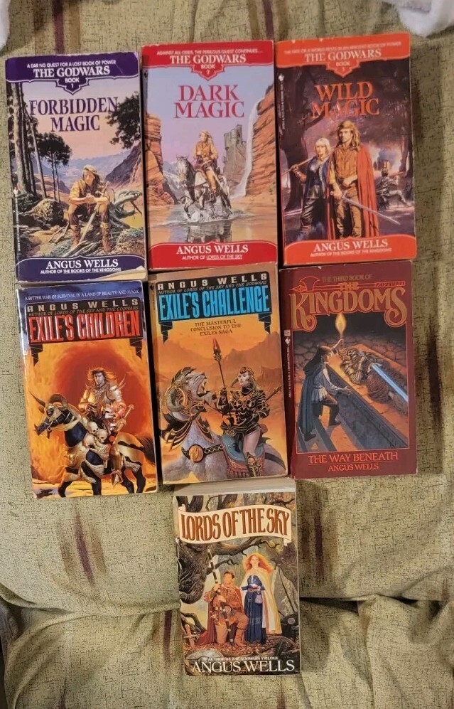 3V Set THE GODWARS + 4 More Angus Wells Books- Fbdn Mgc, Dk Mgc, Wld Mgc +4 More