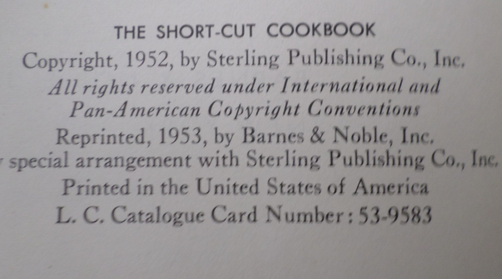 1952 The Short-Cut Cookbook Edith M. Barber Vintage Recipes Paperback