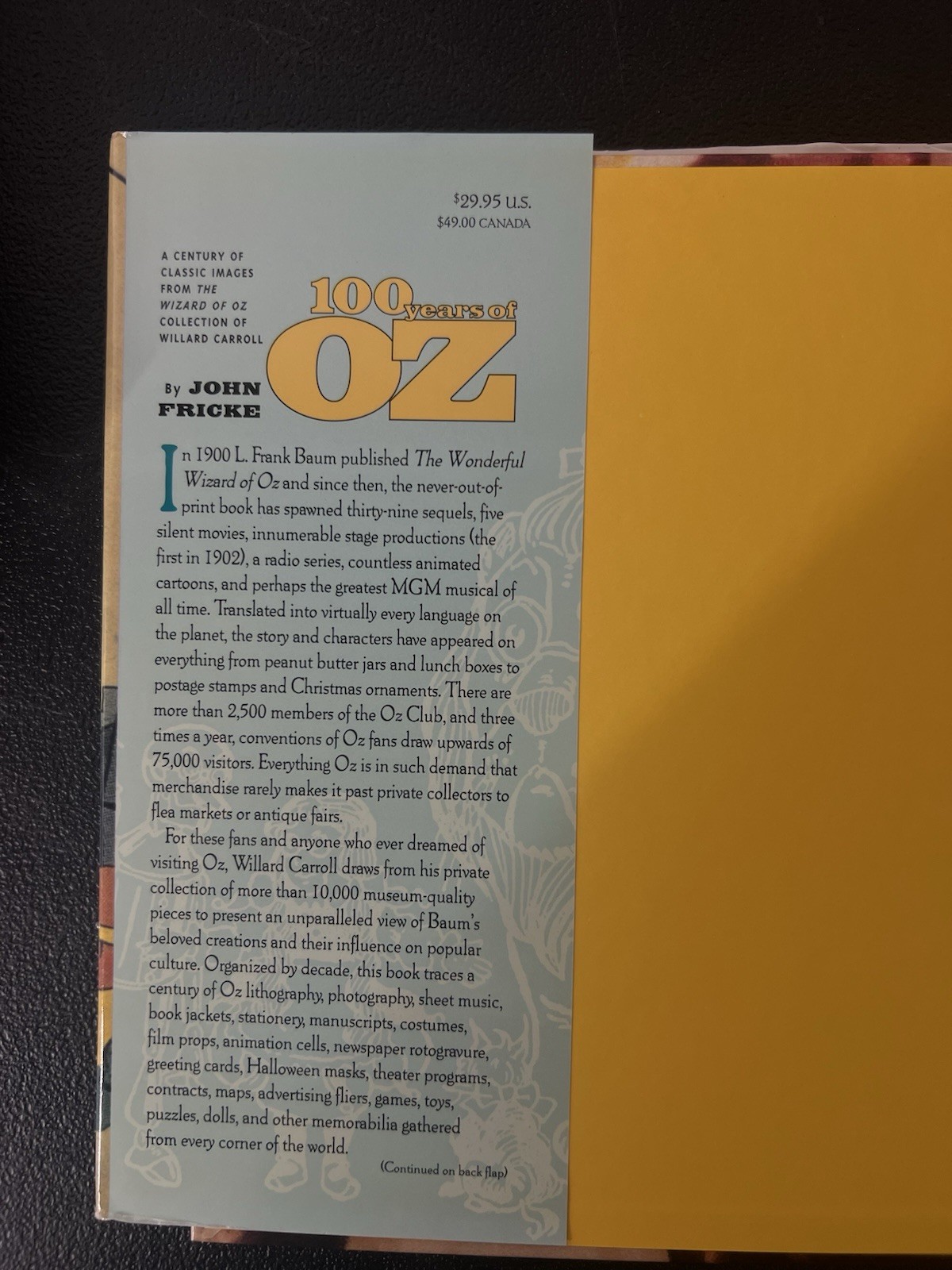 Signed 100 Years of Oz John Fricke HC DJ Wizard of Oz Willard Carroll Collection