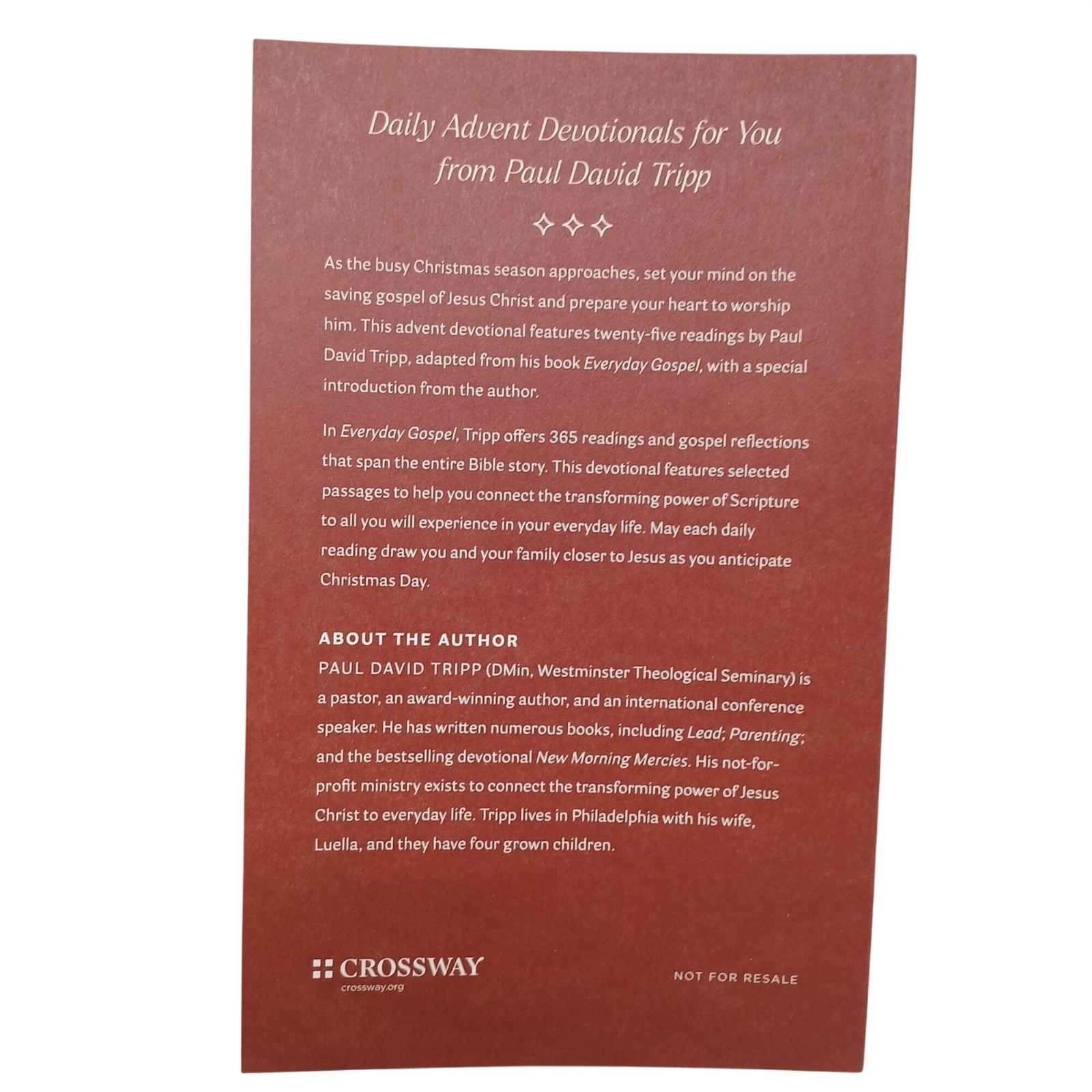 Everyday Gospel Christmas Devotional By Paul David Tripp Dec 1-25 PB #H-4