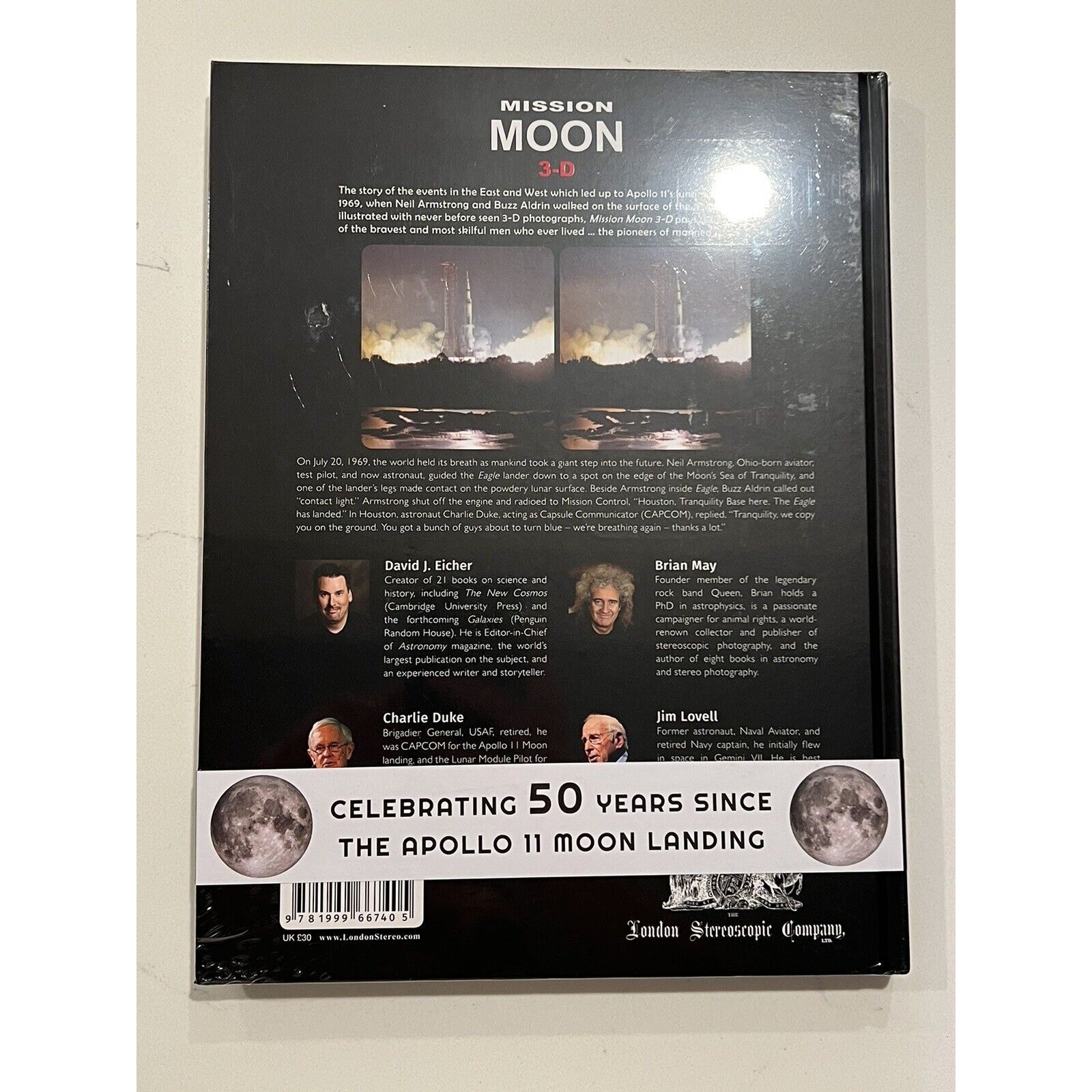 Brian May Signed Book David Eicher Mission Moon 3-D Stereo Autographed