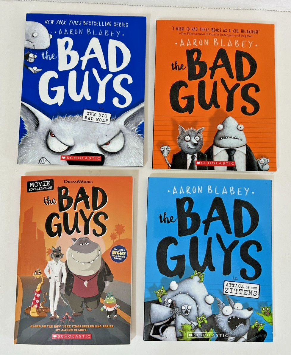 Mixed Lot of 4 The Bad Guys Books by Aaron Blabey Wolf Dream Works Movie