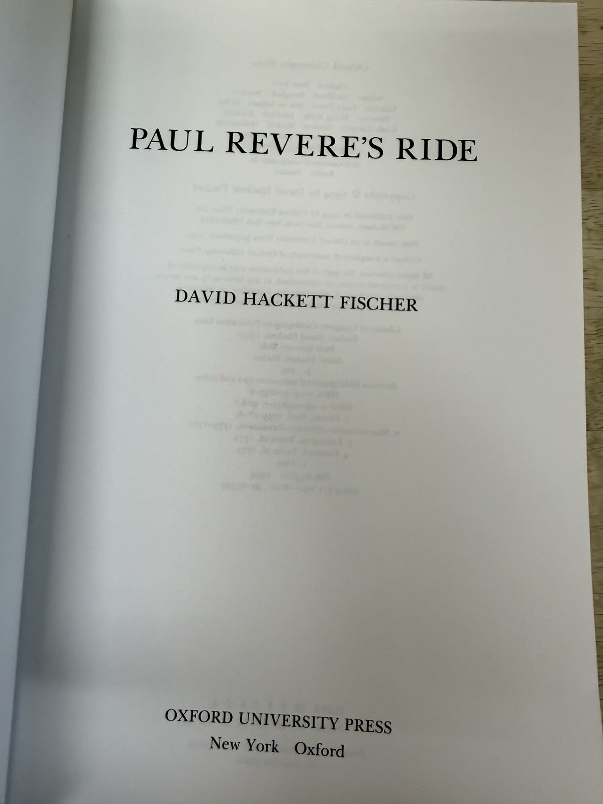Paul Revere’s Ride by David Hackett Fischer (1995, Trade Paperback)