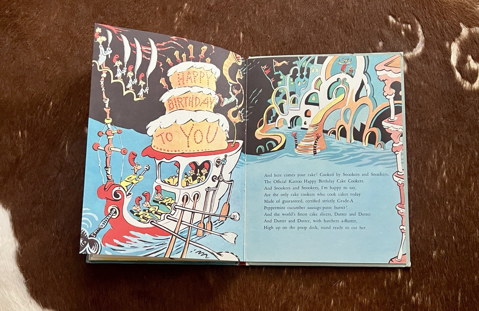 Dr. Seuss Happy Birthday To You! Vintage Hardcover Book 1959 Retro Illustration