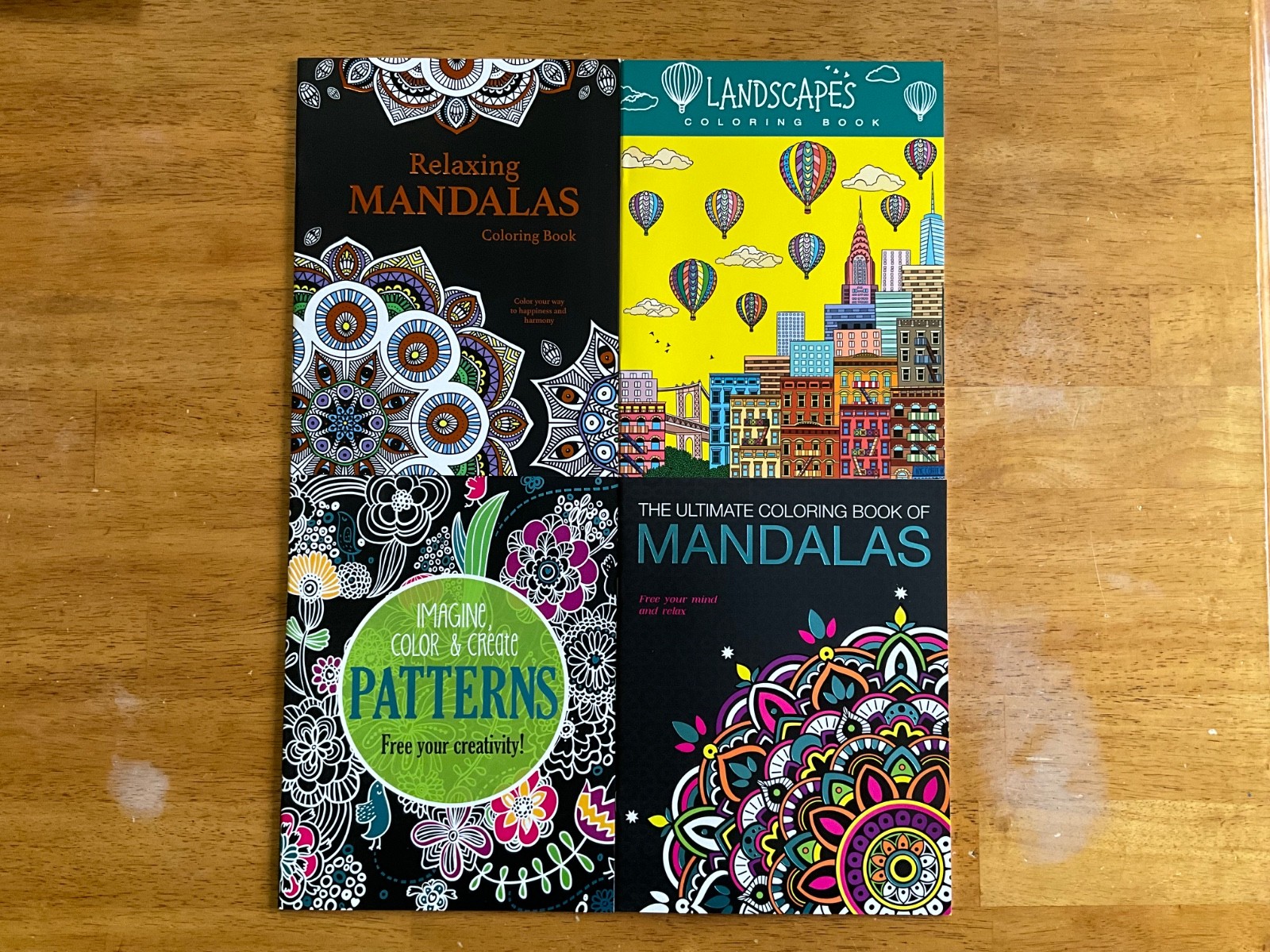 Adult Coloring Books Set Of 4. Animals, Flowers And Mandalas Coloring Books