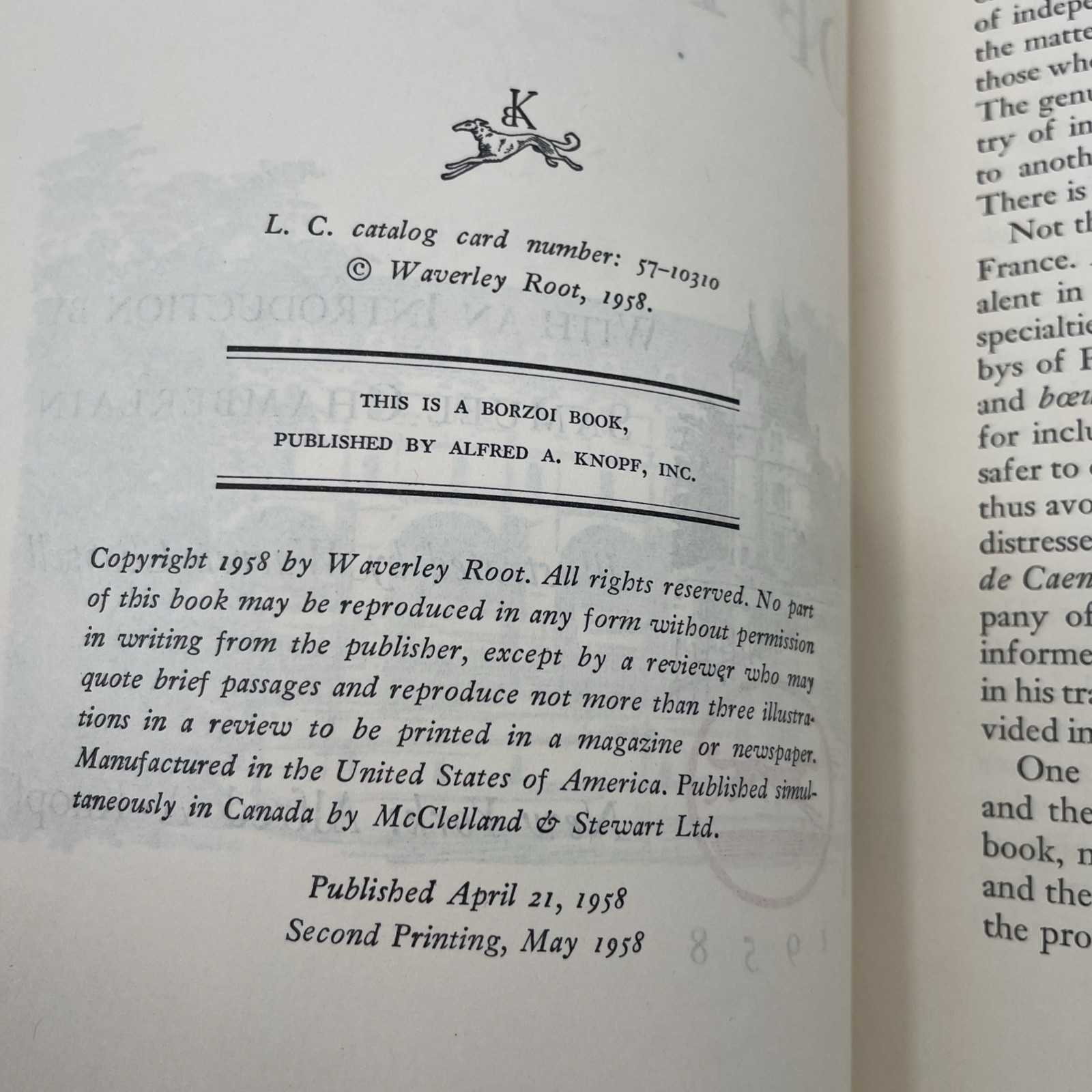 Food of France Waverley Root 1958 2nd Printing Culinary Travel Illustrated HC DJ