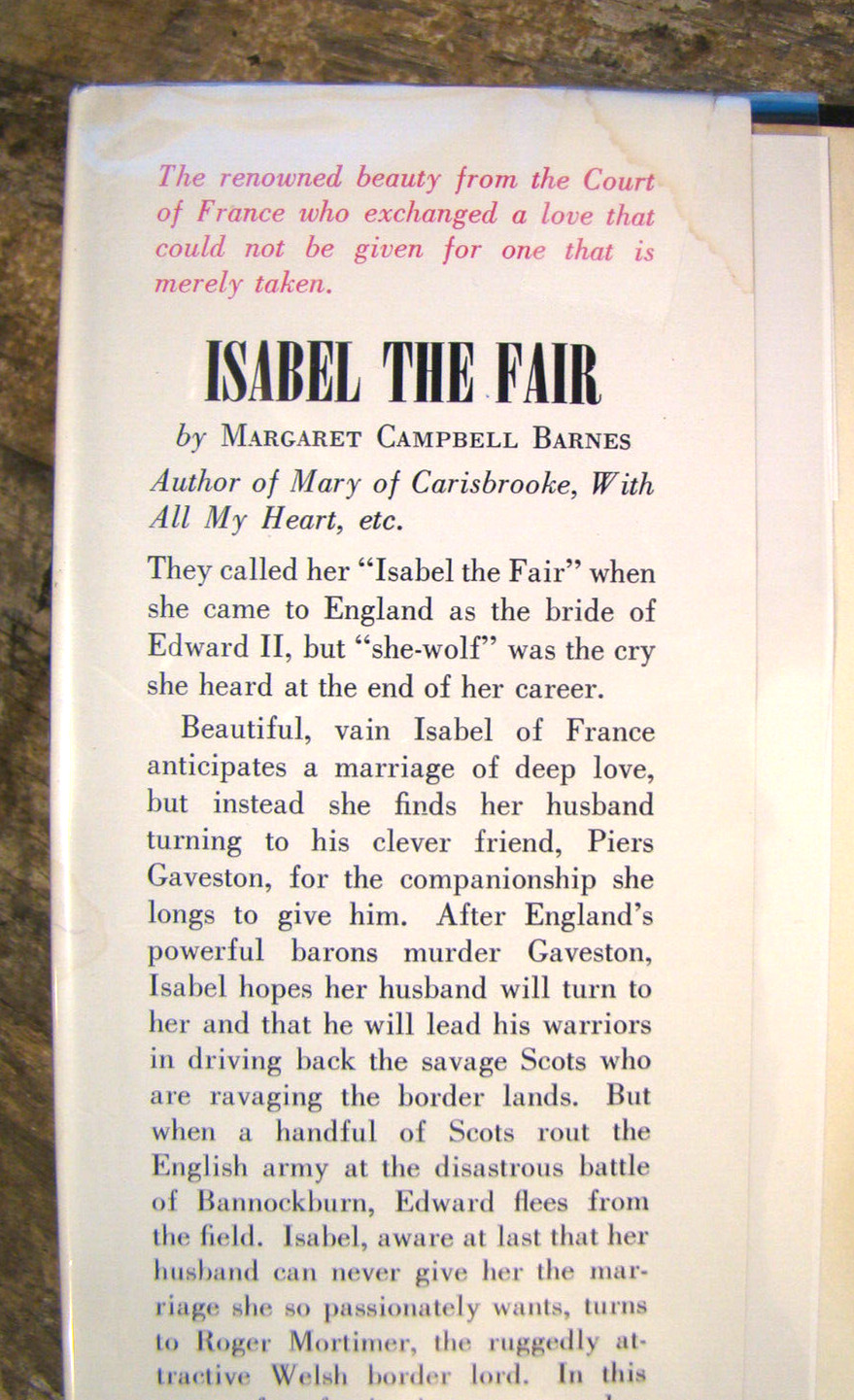 Isabel The Fair ~1957 HC~ Barnes France England Edward II Marriage Vintage Novel
