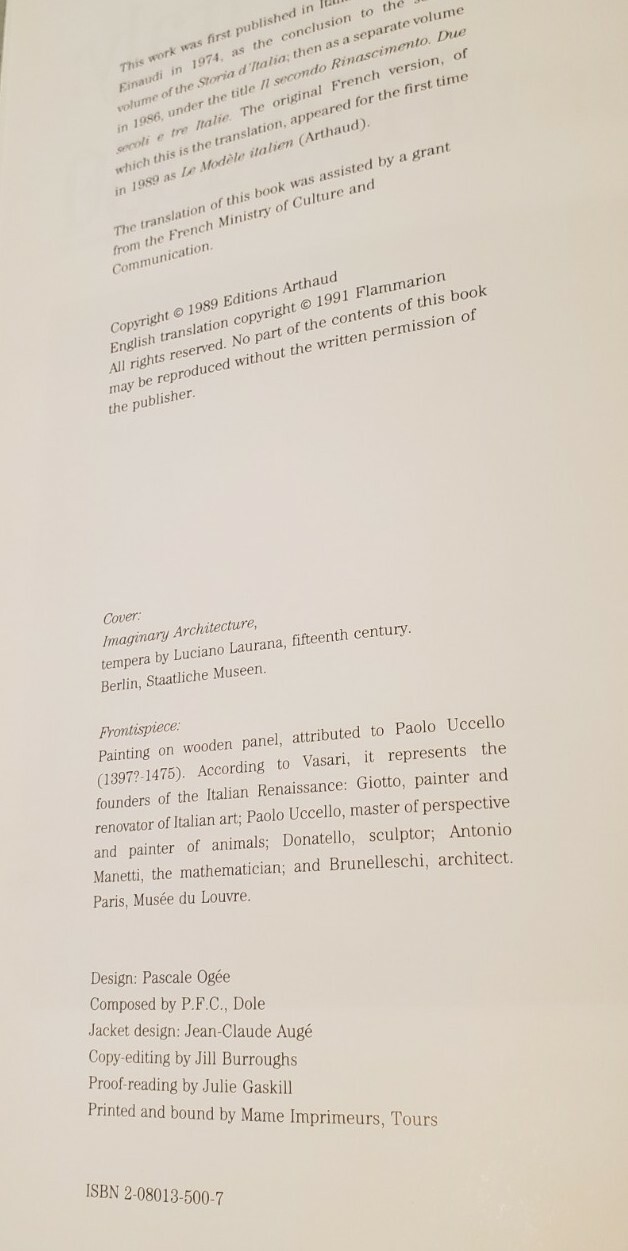 Out Of Italy 1450-1650 by Fernand Braudel -HC/1991