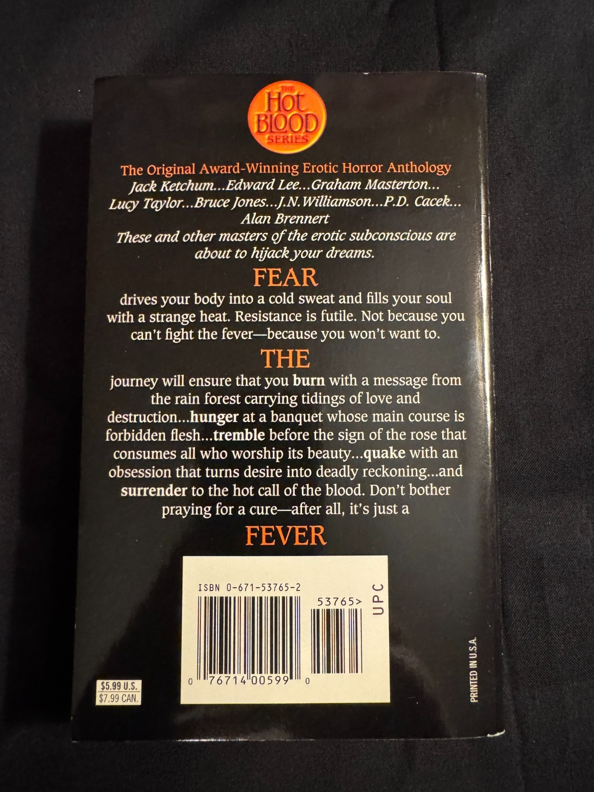 FEAR THE FEVER ed. by Jeff Gelb (1st Pocket Books pb ed) 1996 VG+ horror stories