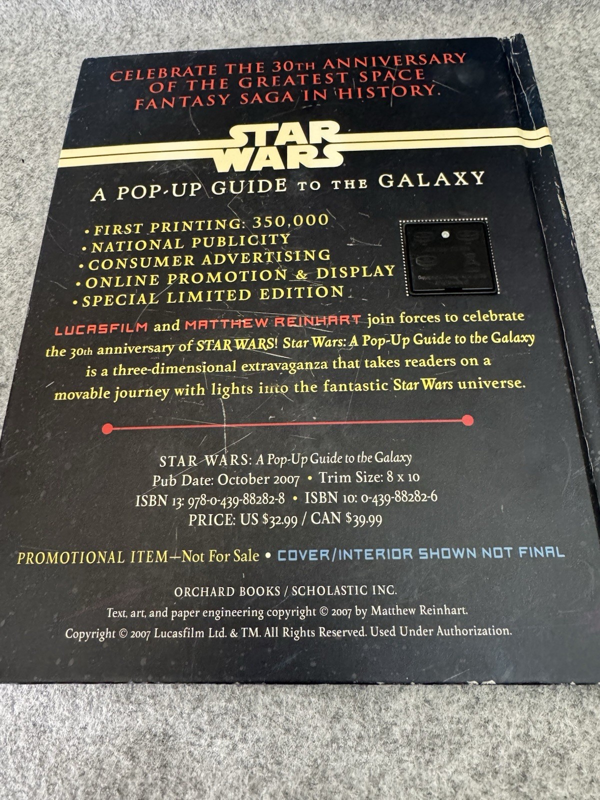 Star Wars Pop-Up Guide to the Galaxy Matthew Reinhart 2007 Lights Promo Copy