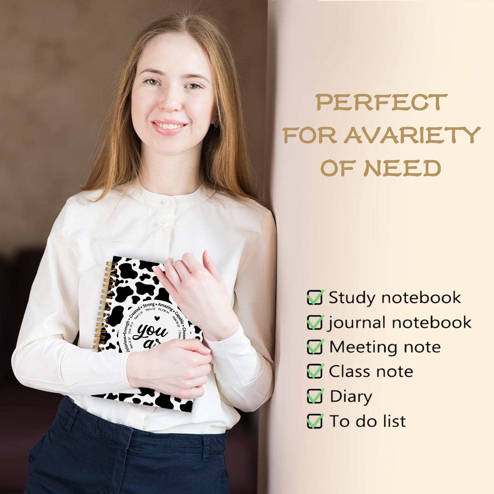 Cow Print Christian Notebook Journal 5.5×8.3, You Are Bible Verse Journaling …