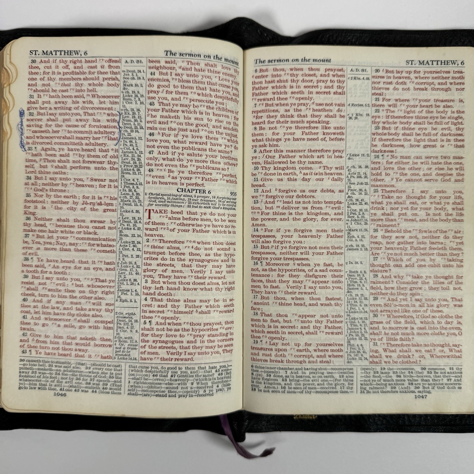 Holy Bible National Bible Press Pronouncing Red Letter KJV 1940’s Thumb Tabs