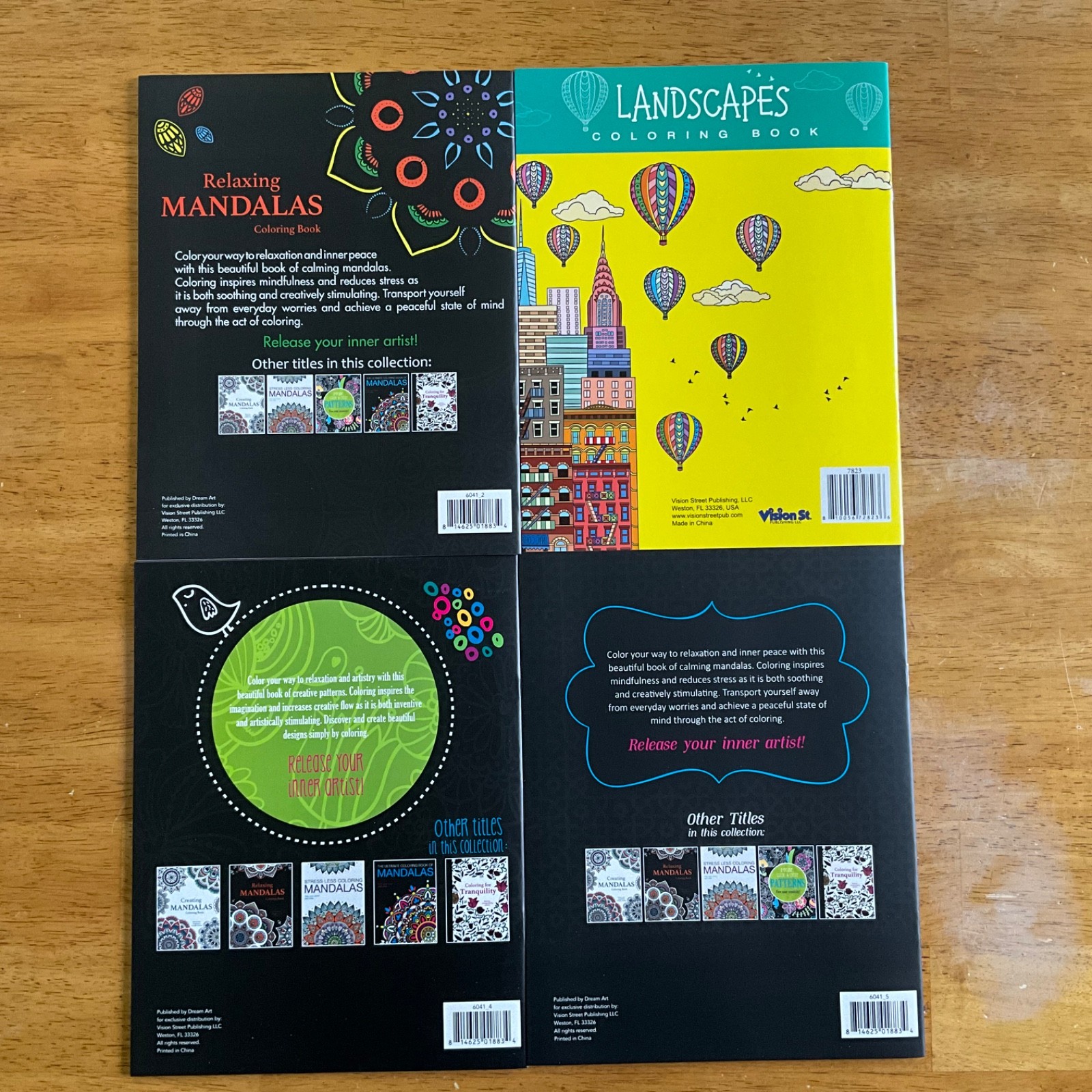Adult Coloring Books Set Of 4. Animals, Flowers And Mandalas Coloring Books