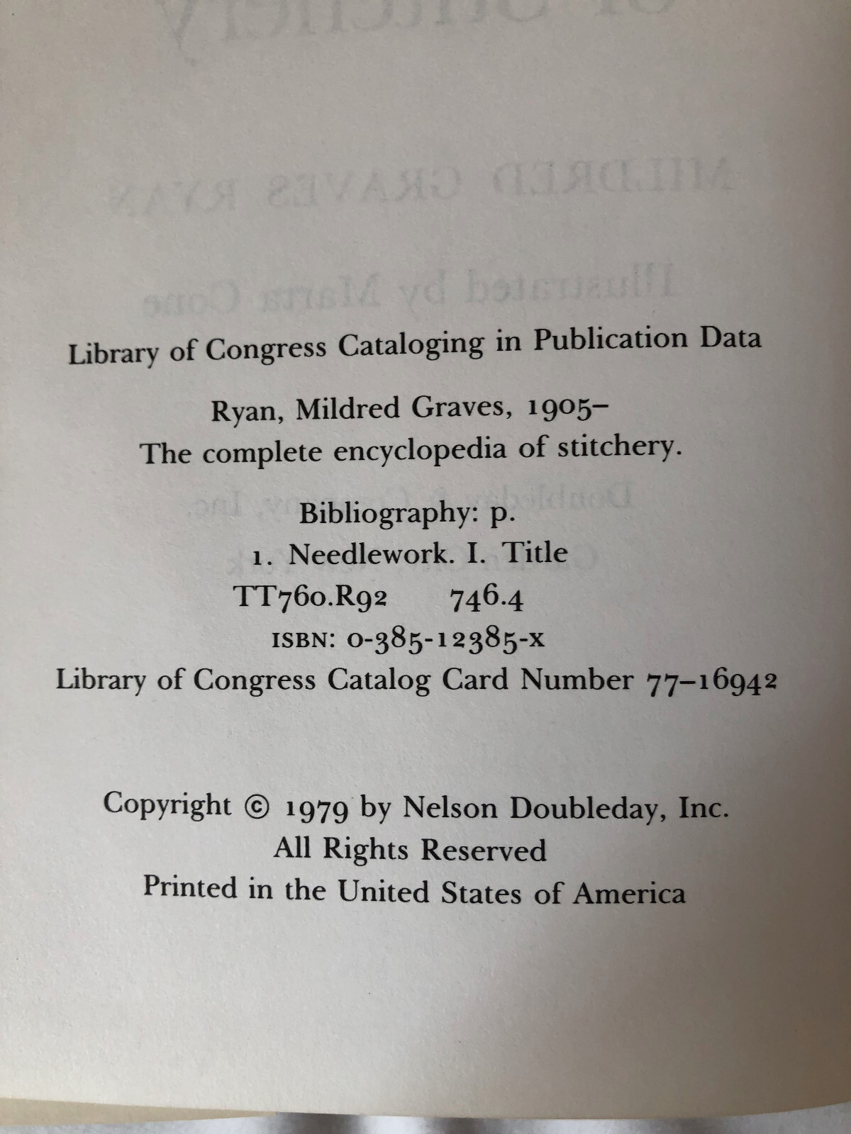 The Complete Encyclopedia Of Stitchery 1979 Mildred Graves Ryan