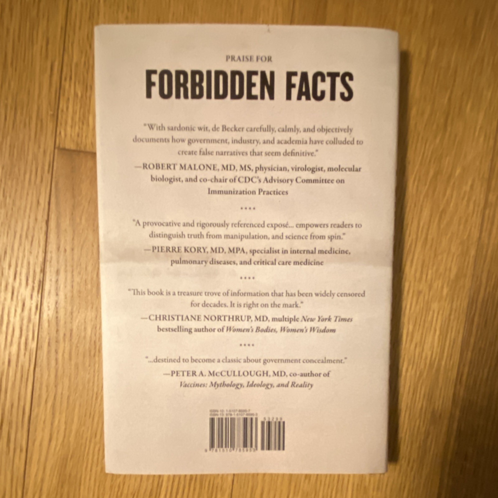 Forbidden Facts Gavin de Becker Hardcover Skyhorse Government Deceit Vaccines
