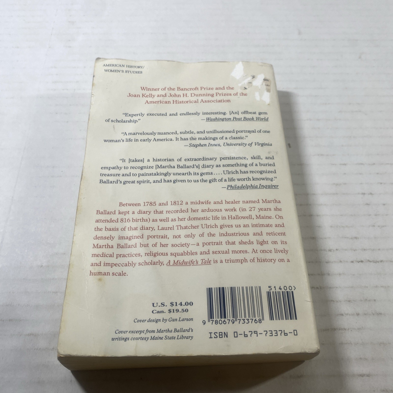 A Midwife’s Tale: The Life of Martha Ballard, Based on Her Diary, 1785-1812