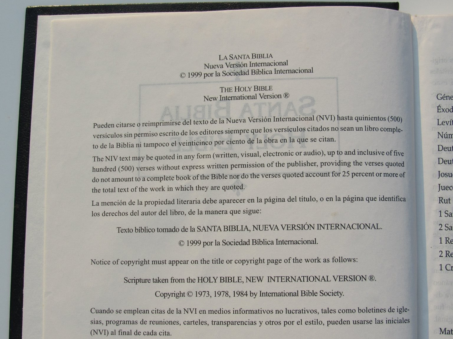 Santa Biblia Holy Bible NVI NIV Spanish English Bilingual 1999 Vida Inscribed