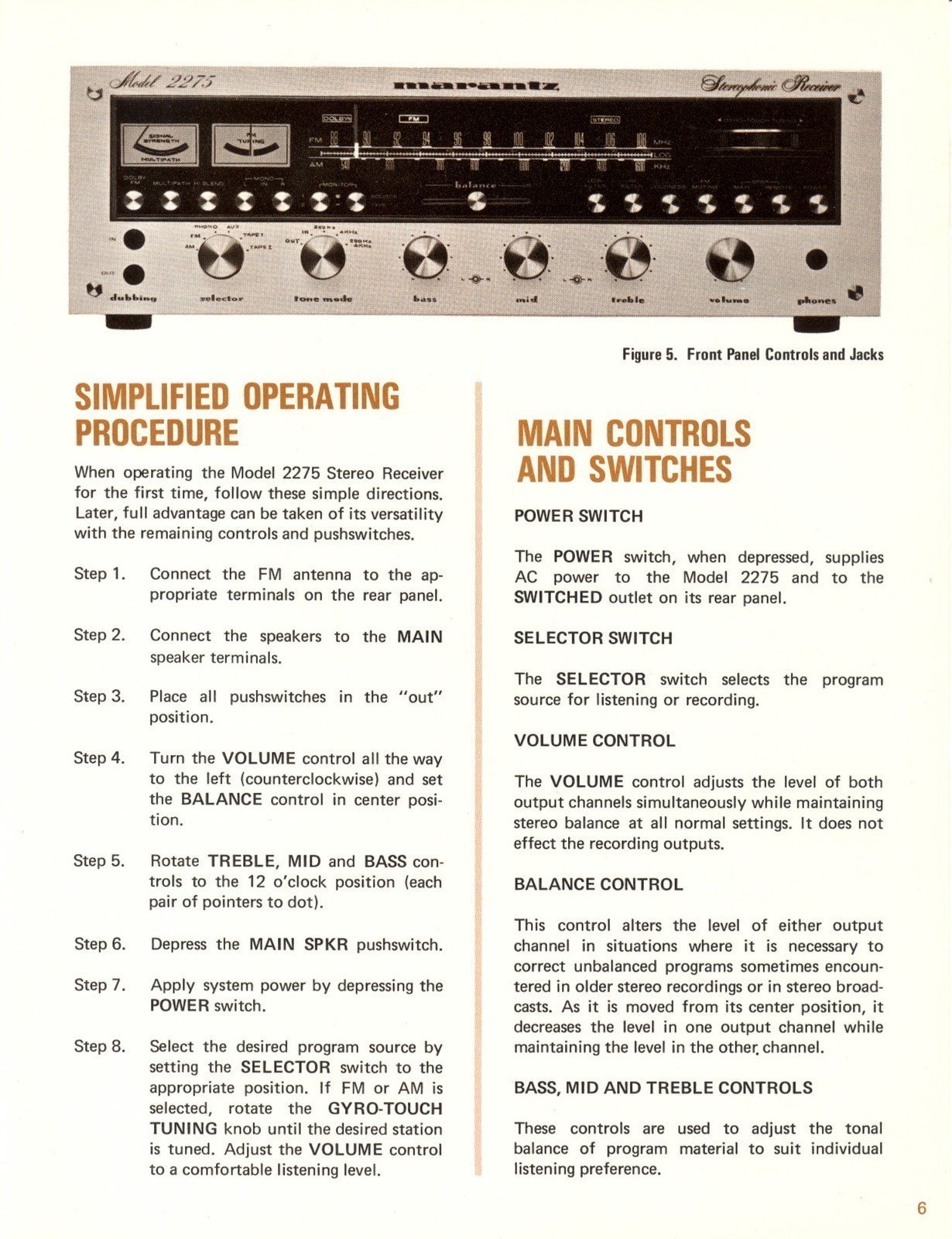 MARANTZ 2275 Stereophonic Receiver Instruction Manual SPIRAL BOUND- TOUGH FRONT