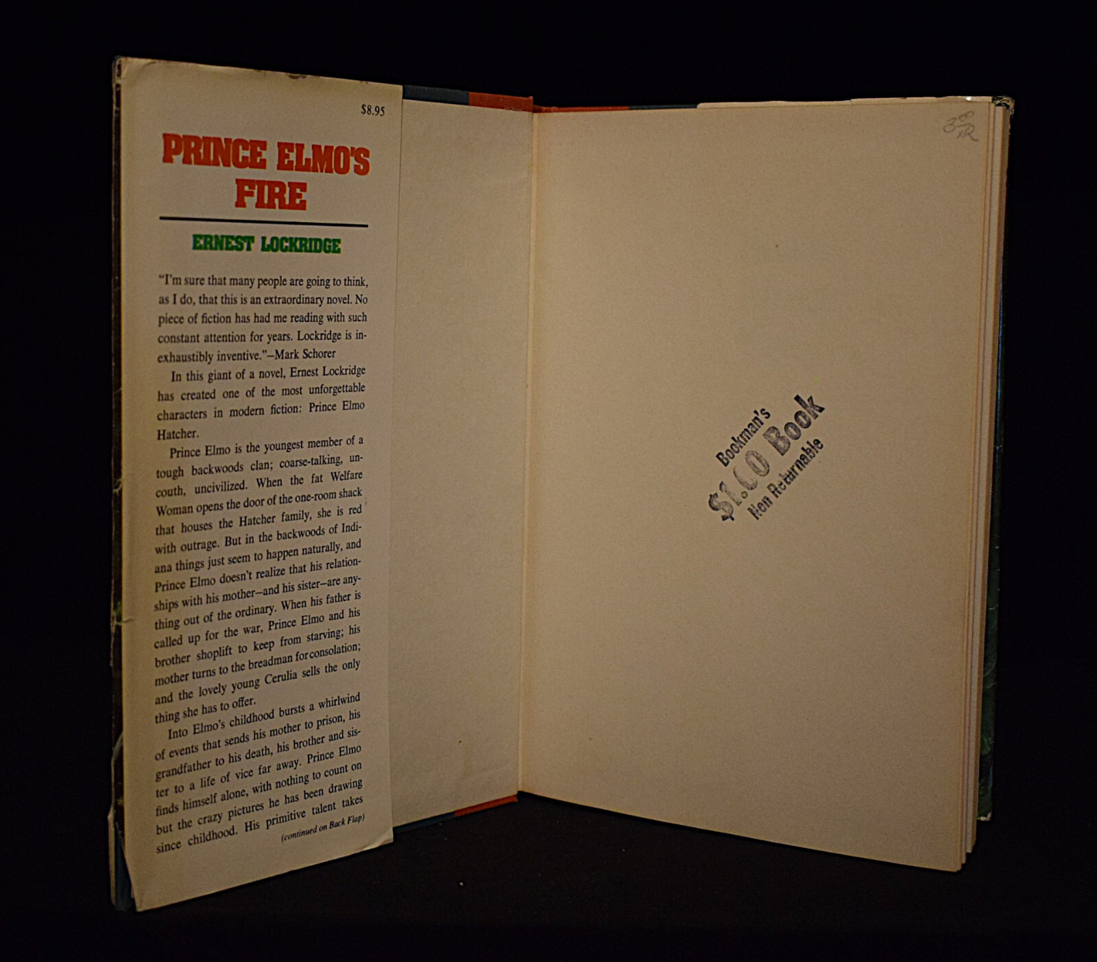 Prince Elmo’s fire by Ernest Lockridge ~ c 1974 ~ Hardcover ~ Pages 346