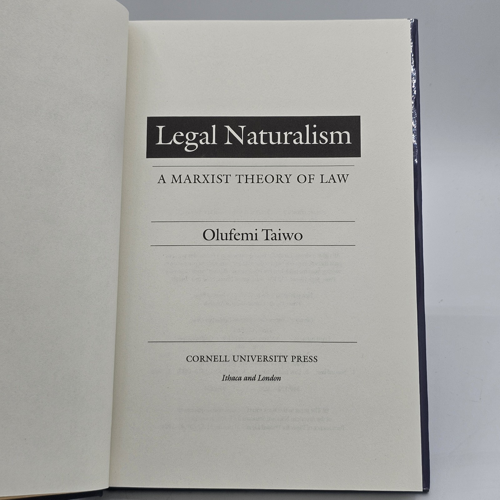 Legal Naturalism Olufemi Taiwo 1996 HC w/DJ Marxist Law Philosophy