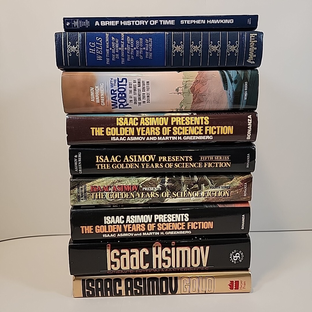 Lot of Isaac Asimov Books Classic Science Fiction H.G. Wells Stephen Hawking