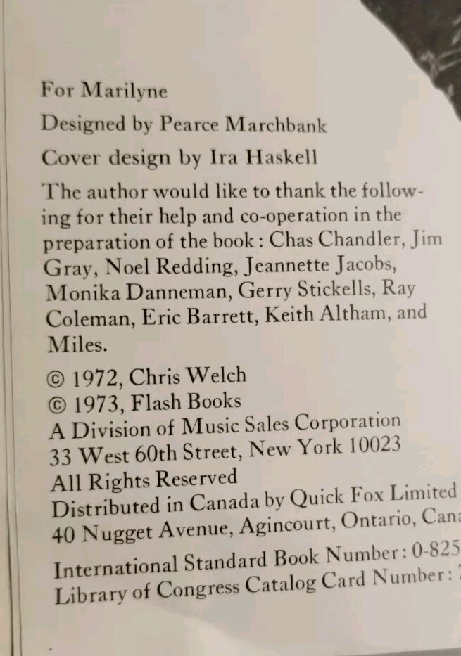 JIMI HENDRIX A Biography by Chris Welch / Janis Joplin and Rolling Stones A to Z