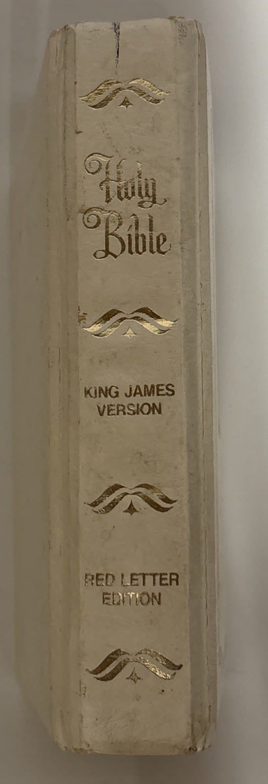 vintage large white-and-gold Family Bible, King James Version