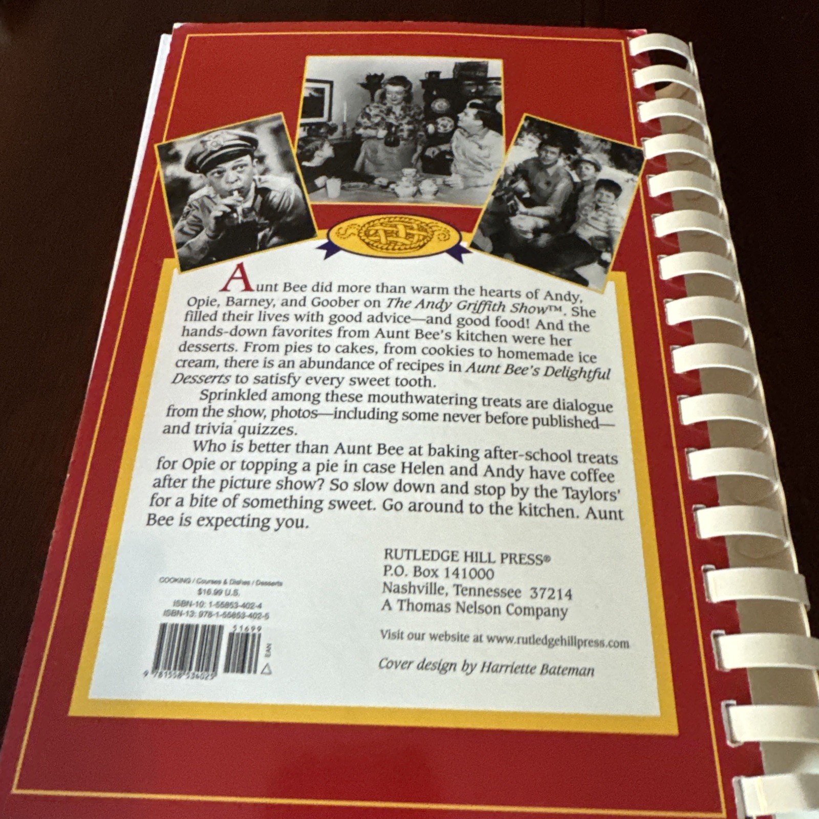 1996 -Aunt Bee’s Delightful Desserts By Ken Beck & Jim Clark CookBook