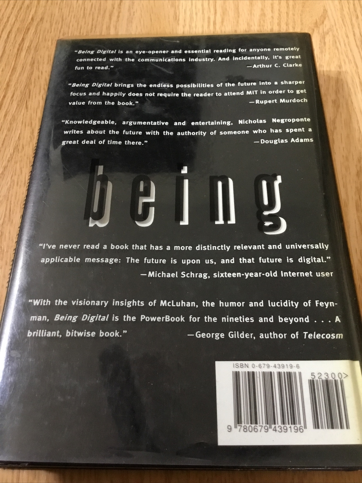 Being Digital by Nicholas Negroponte 1995 Hardcover Tough Plastic Sleeve