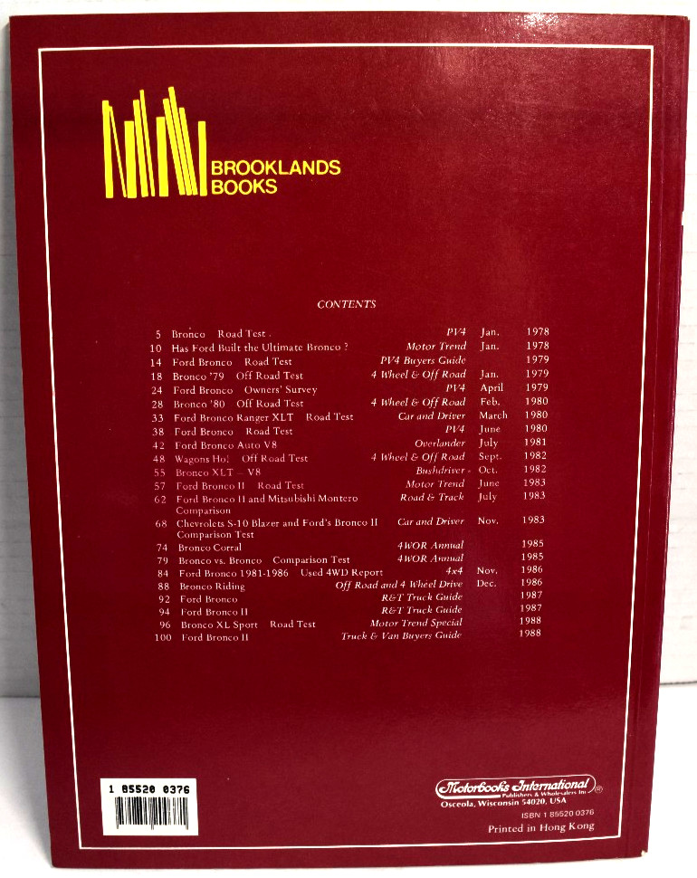 Ford Bronco 1978-1988 (Brooklands Road Test Books) by R.M. Clarke *BRAND NEW*