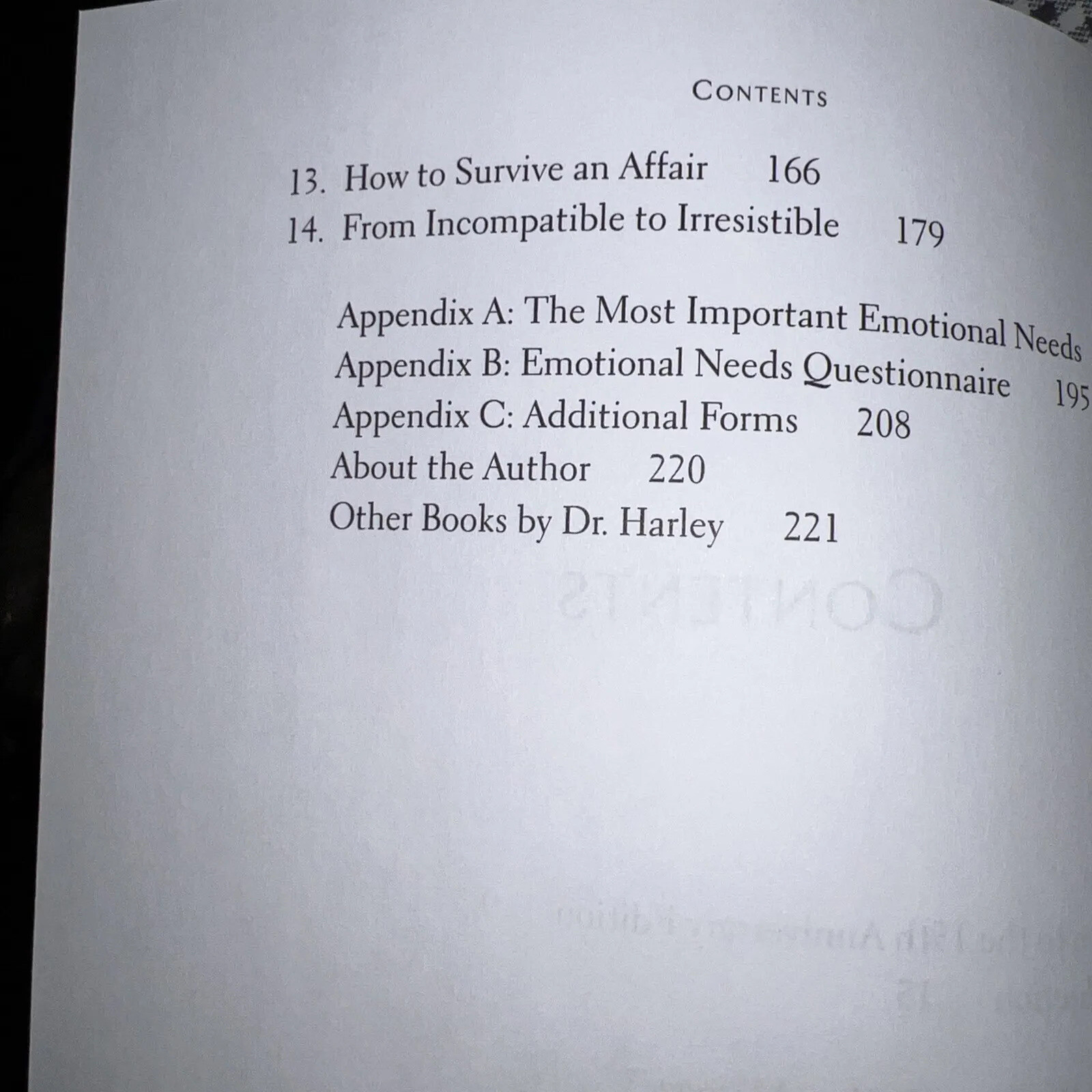 His Needs, Her Needs: Building an Affair 2009