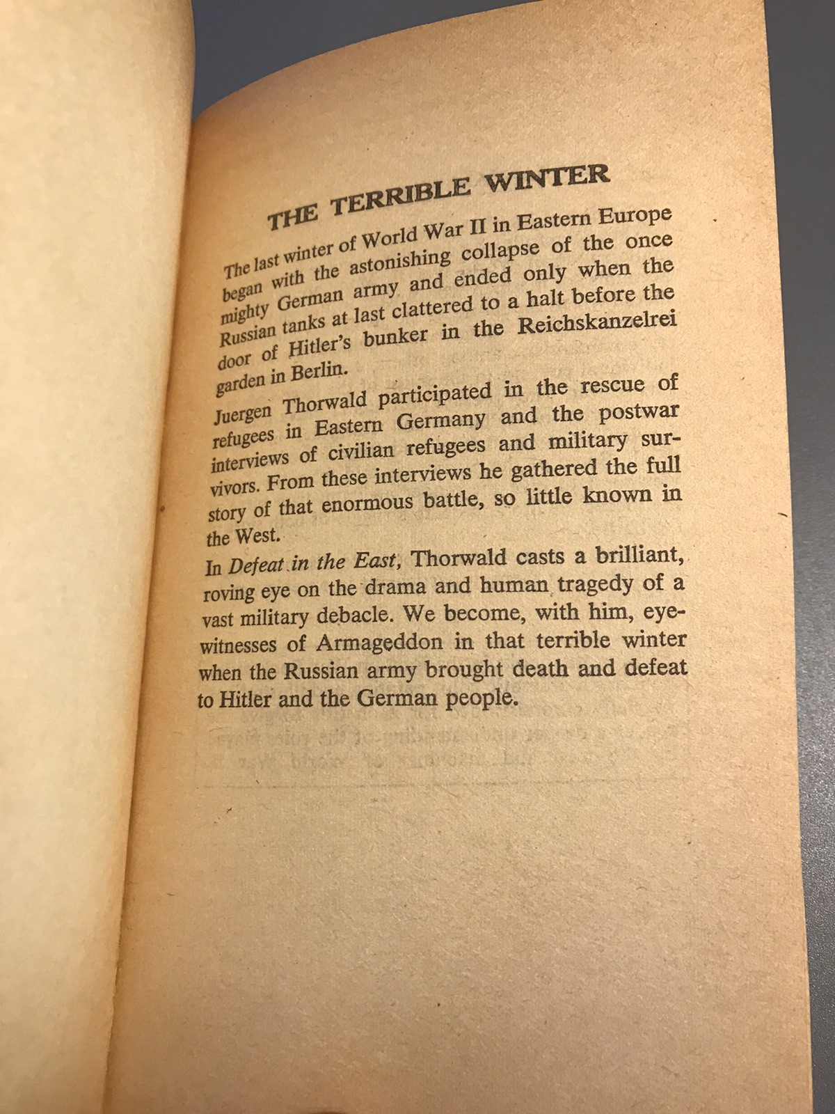 Defeat in the East by Juergen Thorwald (1980 Bantam War Book 1980 – Publ 1951)