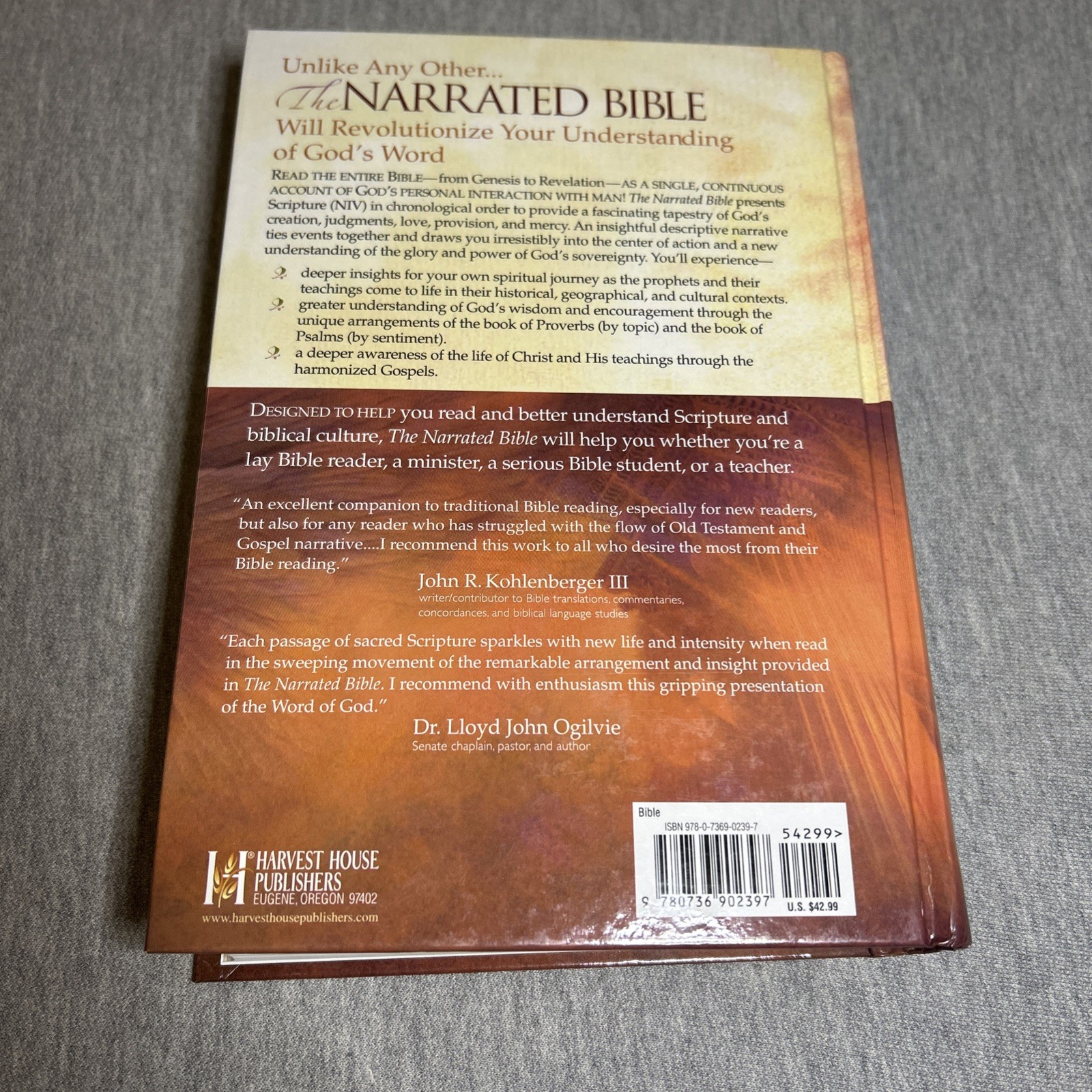 THE NARRATED BIBLE in CHRONOLOGICAL ORDER NIV ~ F. LaGard Smith ~ 1984 HC