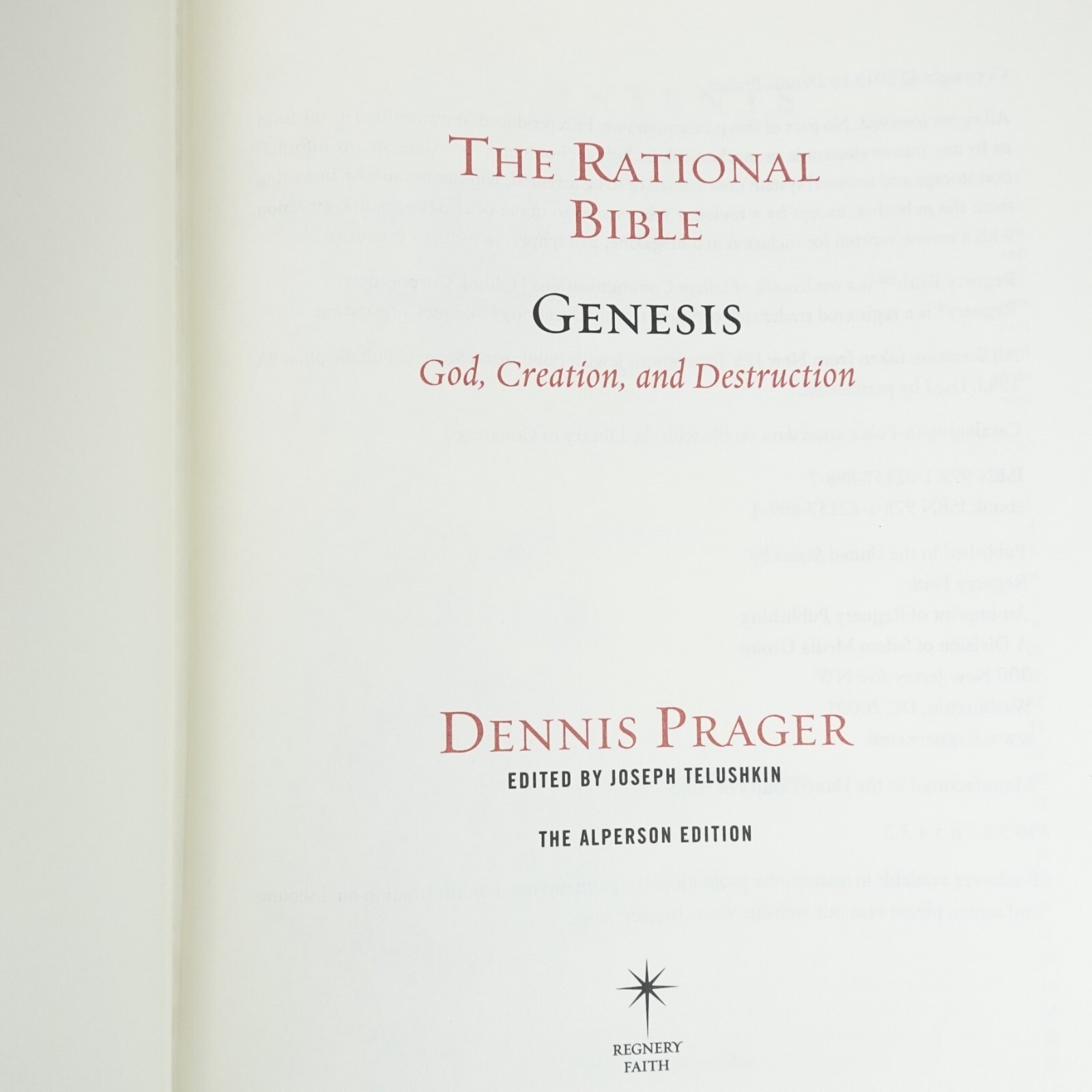The Rational Bible: Genesis God, Creation, and Destruction Prager, Dennis HC