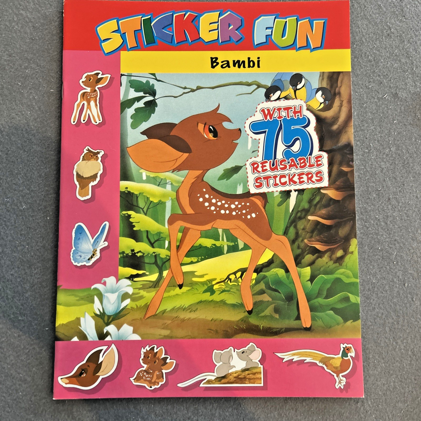 5 NEW Sticker Fun fairytale books 75 Reusable Stickers Bambi Jack Cinderella ETC