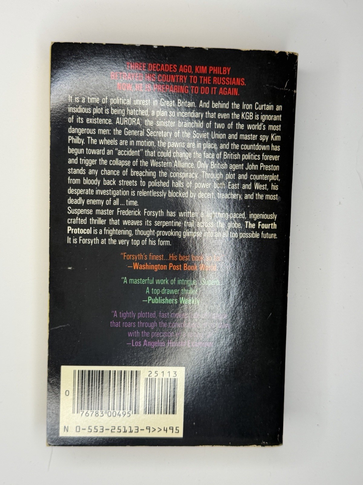 The Fourth Protocol Frederick Forsyth Paperback Bantam Thriller Vintage Novel