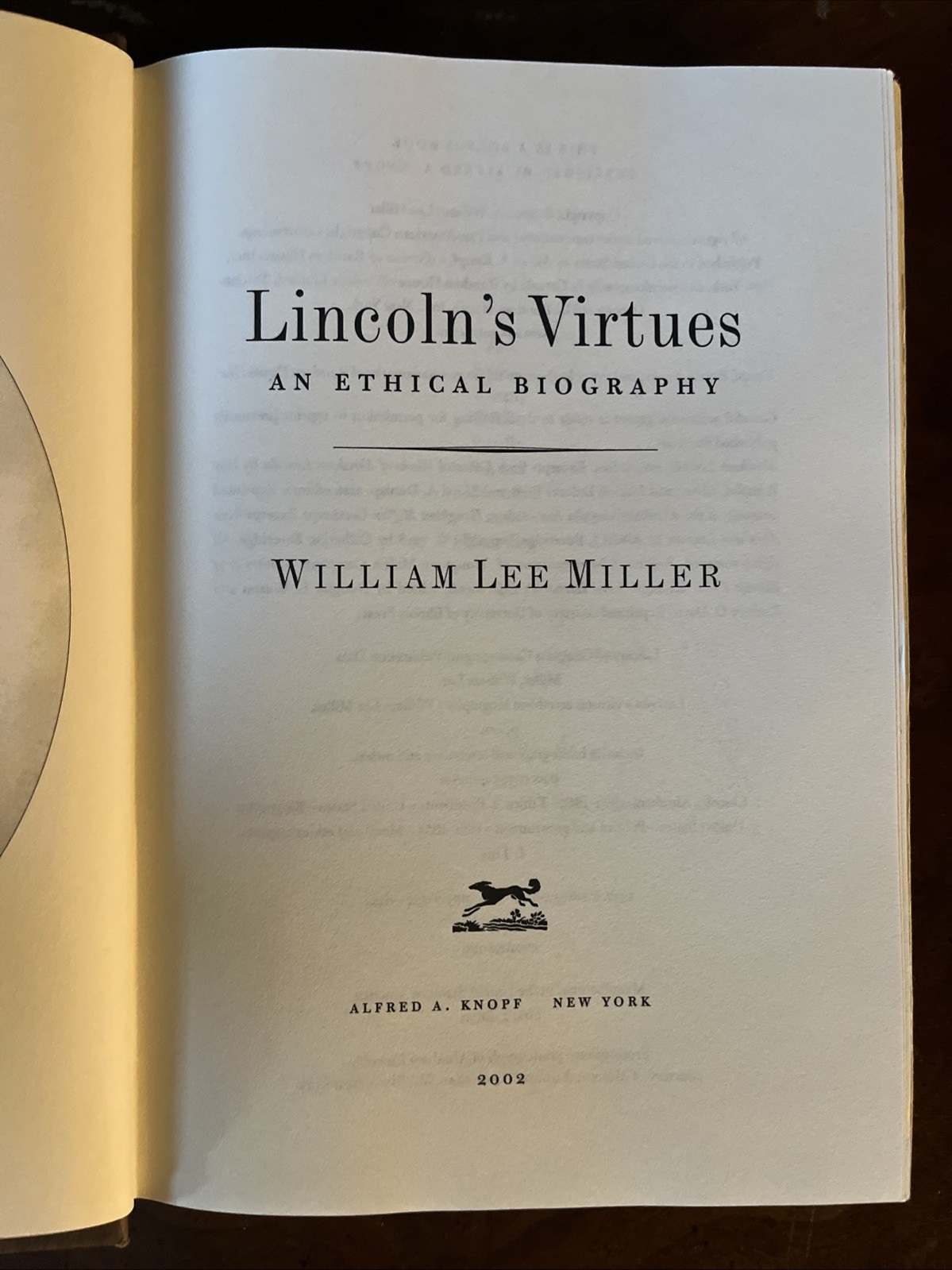 Lincoln’s Virtues by William Lee Miller (2002, Hardcover, First Ed/1st Printing)