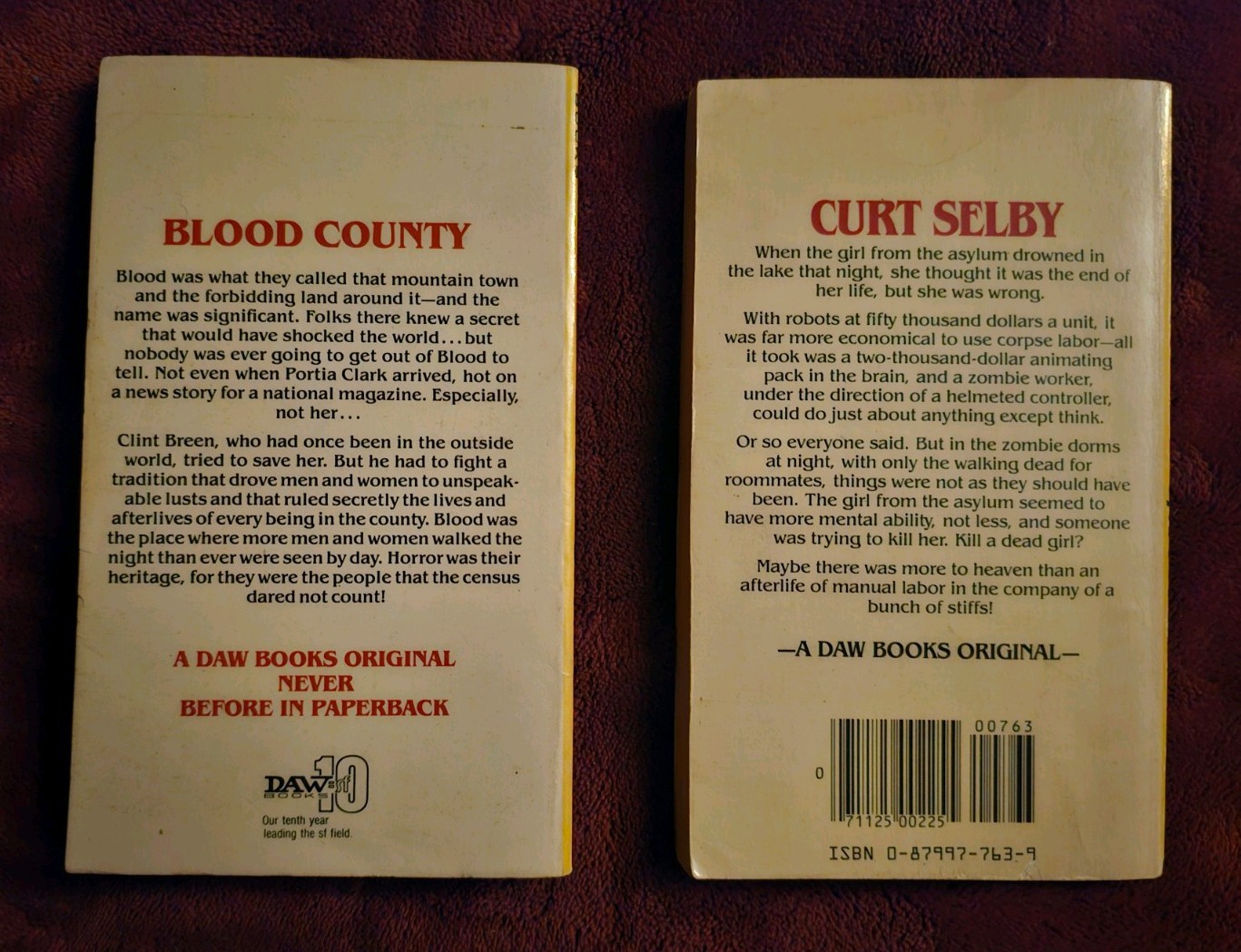 2 Vintage Horror lot Blood County & I, Zombie Curt Selby DAW paperbacks RARE OOP