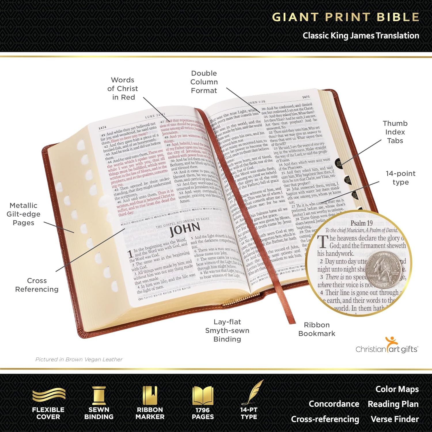 KJV Holy Bible, Giant Print Standard Size Faux Leather Red Letter Edition – Thum