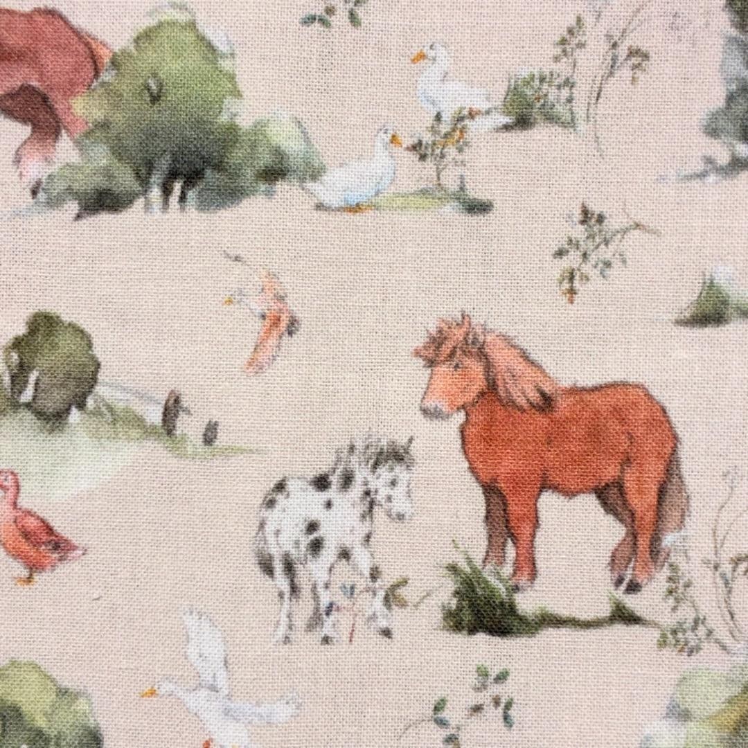 Acufactum Cotton Fabric 59×23 inches Farm Friends Print 100% Cotton