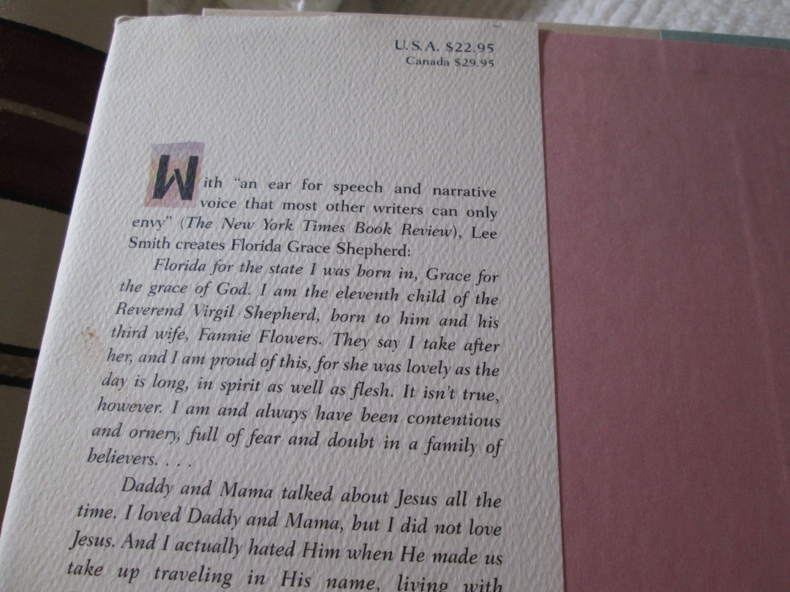 Saving Grace Signed by Lee Smith 1995 HC/DJ 1st Edition 1st Print