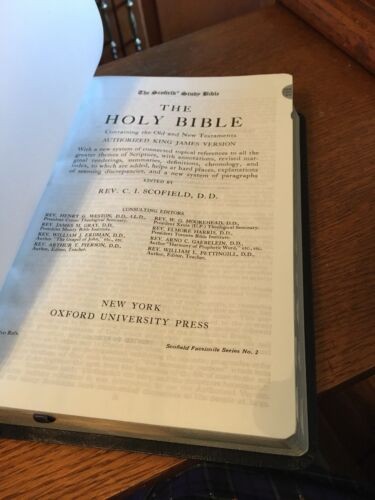 KJV Old Scofield Study Bible Navy Leather 1917 notes Red letter Thumb-Indexed